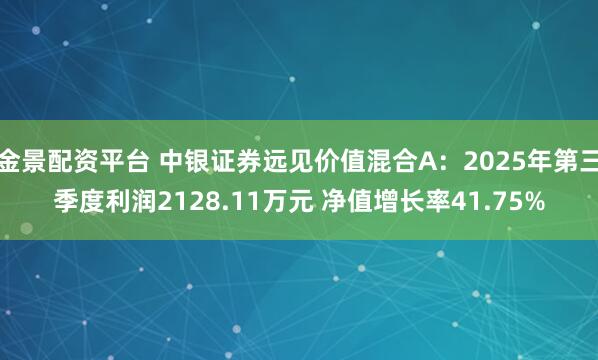 金景配资平台 中银证券远见价值混合A：2025年第三季度利润2128.11万元 净值增长率41.75%